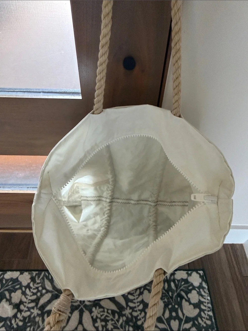 Sea Bags Maine Tote Bag with Black Number 3 Print - Rope Handles. Recycled Sails - Picture 9 of 16